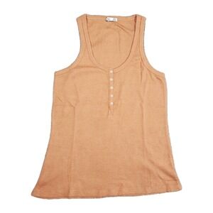 Dex Waffle Knit Henley Tank Top Womens XL Sienna Tan Bella Swan Y2K Layering New